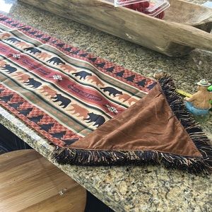Bear Mountain 70” Table Runner with fringed ends